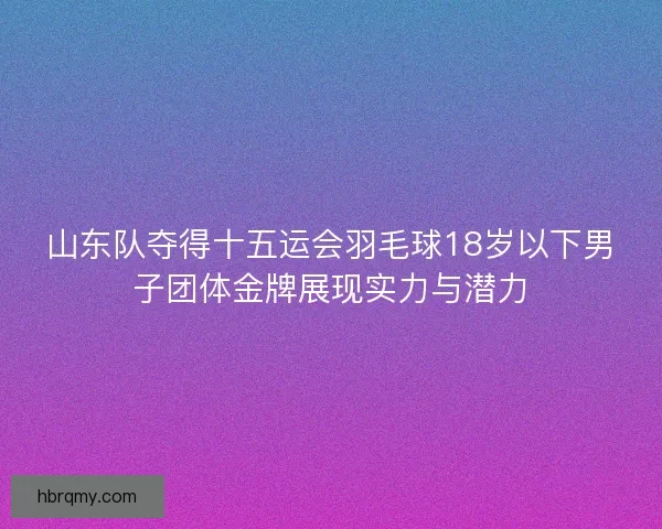 山东队夺得十五运会羽毛球18岁以下男子团体金牌展现实力与潜力